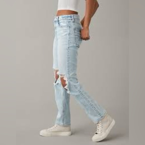 American Eagle Stretch Super High Rise Ankle Straight Jeans - Picture 3 of 12